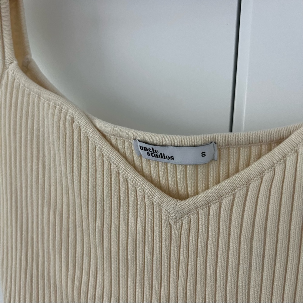 Uncle Studios Cream Ribbed top - Picture 3 of 4